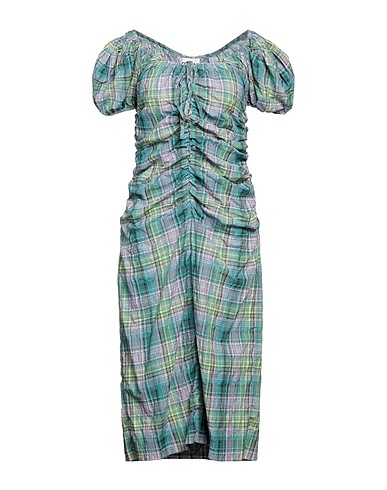GANNI Midi dress Green 60% Organic cotton, 36% Recycled polyester, 4% Polyamide