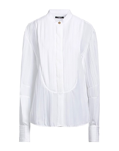 BALMAIN Solid color shirts & blouses White 100% Polyester
