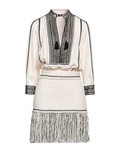 ELISABETTA FRANCHI Kurzes Kleid Cremeweiß 100% Viskose, Baumwolle, Polyamid, Polyester, Acryl