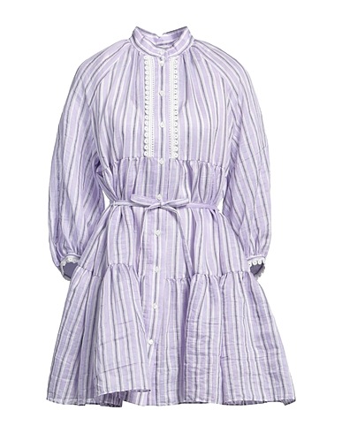 SANDRO Pleated dress Lilac 86% Linen, 14% Polyester