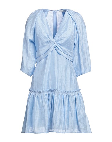 SANDRO Kurzes Kleid Himmelblau 86% Leinen, 14% Polyester