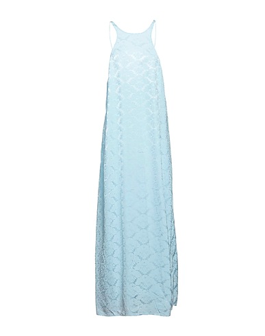 GANNI Long dress Sky blue 54% Acetate, 46% Viscose