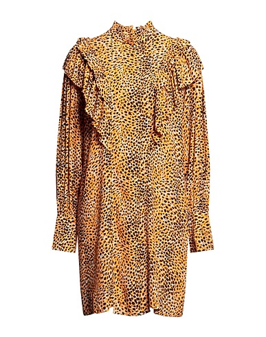 GANNI Short dress Apricot 50% EcoVero™ viscose, 50% Viscose
