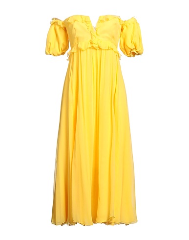 GIAMBATTISTA VALLI Midi dress Yellow 100% Silk, Polyamide