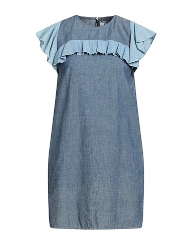 GOLDEN GOOSE Short dress Pastel blue 100% Cotton