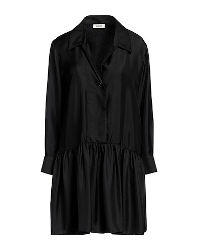 SANDRO Shirt dress Black 100% Silk, Mother-of-pearl