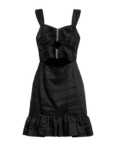 SANDRO Midi dress Black 86% Linen, 14% Polyester