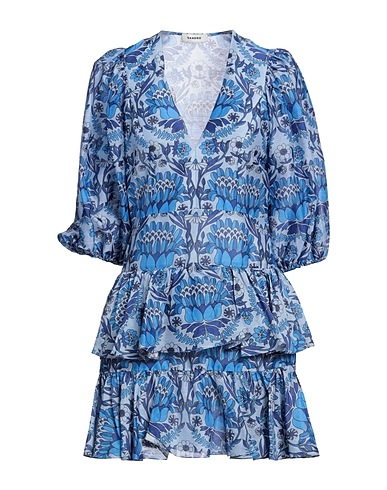 SANDRO Kurzes Kleid Hellblau 54% Leinen, 46% Viskose