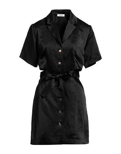 SANDRO Hemdkleid Schwarz 52% Viskose, 48% Leinen