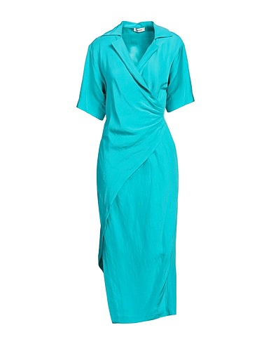 SANDRO Midi dress Turquoise 52% Viscose, 48% Linen