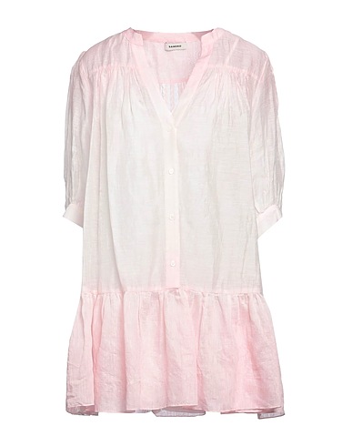 SANDRO Robes courtes 86% Lin, 14% Polyester, Nacre, Coton