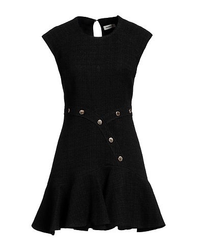 SANDRO Short dress Black 49% Cotton, 25% Viscose, 20% Acrylic, 6% Polyamide, Mother-of-pearl