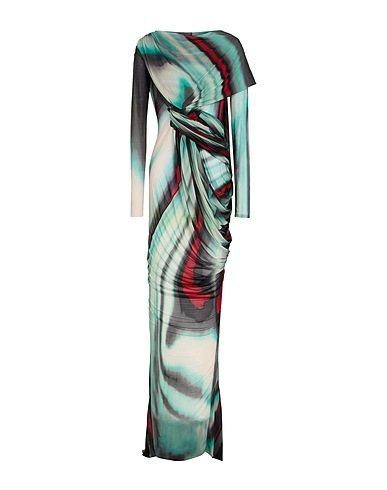 RICK OWENS Long dress Light green 92% Cupro, 8% Elastane