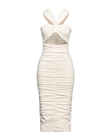 SANDRO Midi-Kleid Elfenbein 62% Viskose, 20% Polyamid, 16% Polyester, 2% Elastan
