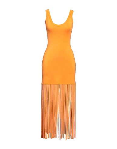 SANDRO Long dress Orange 76% Viscose, 21% Polyamide, 3% Elastane