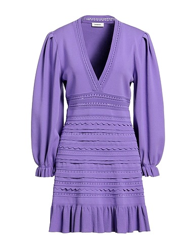 SANDRO Short dress Purple 62% Viscose, 37% Polyamide, 1% Elastane