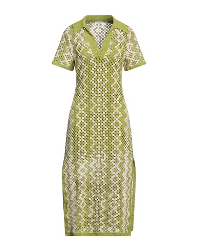 SANDRO Midi dress Green 100% Cotton, Viscose, Elastane
