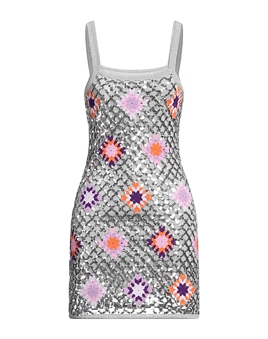 SANDRO Sequin dress Silver 54% Viscose, 32% Polyamide, 14% Polyester, Metallic fiber
