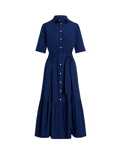 POLO RALPH LAUREN Midi dress Navy blue 100% Cotton