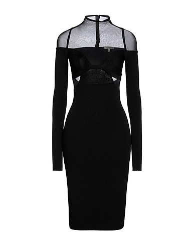 NENSI DOJAKA Midi dress Black 82% Viscose, 17% Polyester, 1% Polyamide