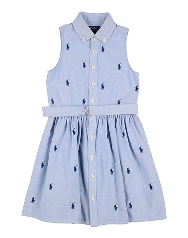 POLO RALPH LAUREN シュミーズドレス Belted Polo Pony Oxford Shirtdress  ライトブルー コットン 100%