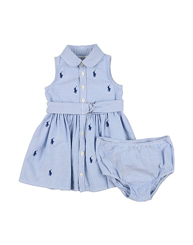 POLO RALPH LAUREN Vestido para bebé  Belted Polo Pony Oxford Shirtdress Light blue 100% Cotton