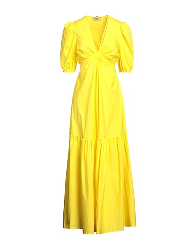 TWINSET Vestito lungo Giallo 96% Cotone, 4% Elastan