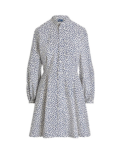 POLO RALPH LAUREN Hemdkleid FLORAL POPLIN DRESS 
 Weiß 100% Baumwolle