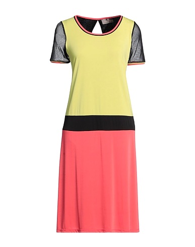 SIMONA VIGNOLI Midi dress Lime green 96% Viscose, 4% Polyester