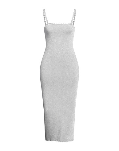 VB BODY VICTORIA BECKHAM Midi dress Silver 67% Viscose, 19% Polyamide, 13% Metallic Polyester, 1% Elastane