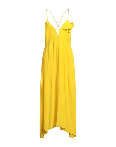 MANILA GRACE Vestito lungo Giallo 70% Acetato, 30% Seta