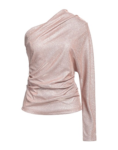 VICOLO One-shoulder top Beige 95% Polyester, 5% Elastane