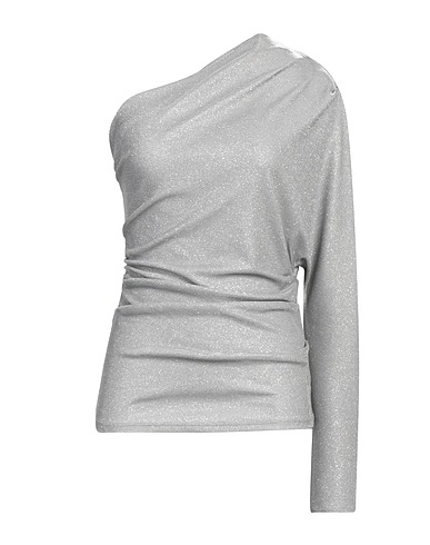 VICOLO One-shoulder top Grey 95% Polyester, 5% Elastane