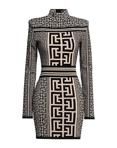 BALMAIN Sheath dress Black 51% Wool, 28% Viscose, 19% Polyamide, 2% Elastane