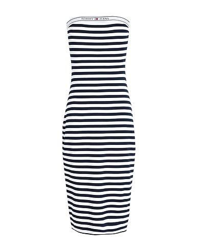 TOMMY JEANS Midi-Kleid Nachtblau 84% Viskose, 14% Polyamid, 2% Elastan