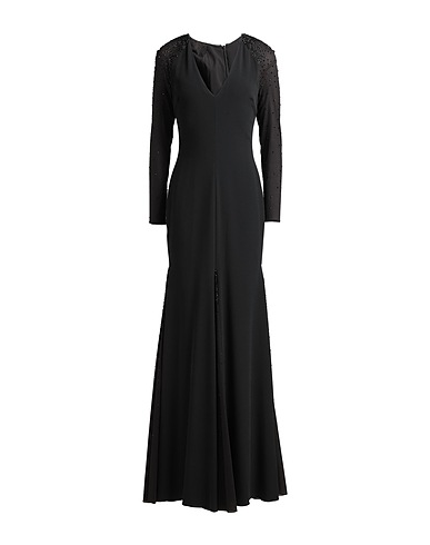 PORTS 1961 Vestito lungo Nero 66% Viscosa, 30% Acetato, 4% Lycra®, Poliammide, Seta