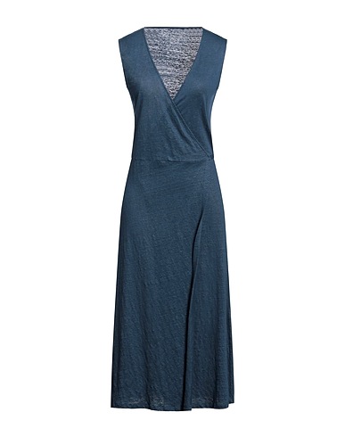 MAJESTIC FILATURES Midi dress Midnight blue 94% Linen, 6% Elastane