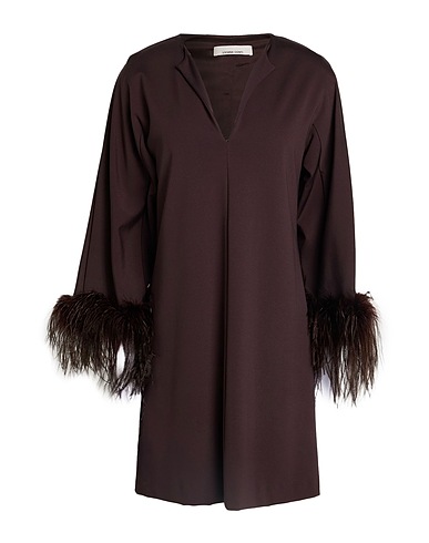 LIVIANA CONTI Short dress Dark brown 61% Viscose, 34% Polyamide, 5% Elastane