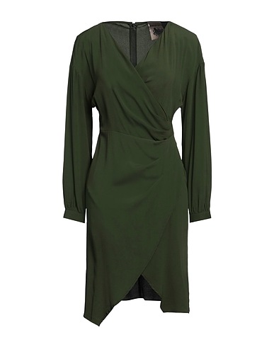 SEMICOUTURE Vestito corto Verde militare 65% Acetato, 35% Seta