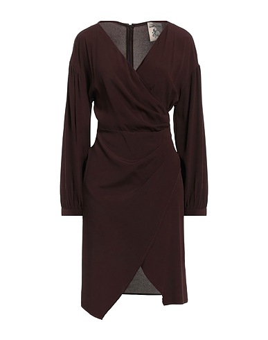 SEMICOUTURE Short dress Chocolate brown 65% Acetate, 35% Silk