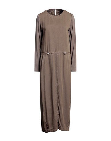 EUROPEAN CULTURE Midi dress Khaki 98% Lyocell, 1% Elastane, 1% Cotton