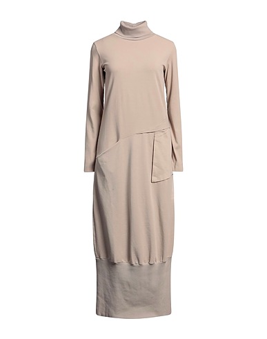 EUROPEAN CULTURE Robe mi-longue Beige 93% Coton, 5% Élasthanne, 2% Modal