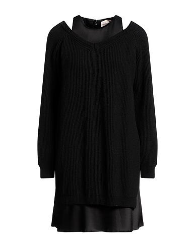 SEMICOUTURE Vestito corto Nero 80% Lana, 20% Poliammide