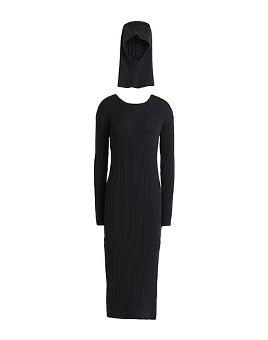 EUROPEAN CULTURE Midi dress Black 85% Cotton, 15% Wool