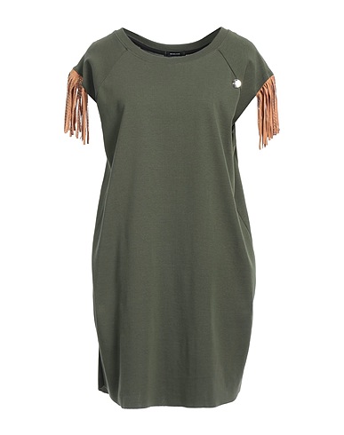 MANGANO Short dress Military green 100% Cotton