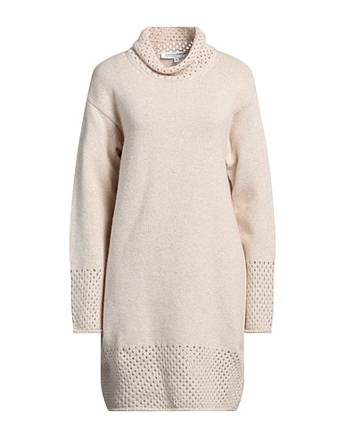 EUROPEAN CULTURE Short dress Beige 40% Wool, 30% Viscose, 20% Polyamide, 10% Cashmere