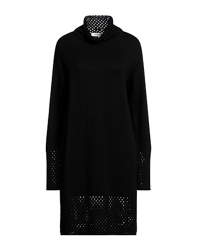 EUROPEAN CULTURE Short dress Black 40% Wool, 30% Viscose, 20% Polyamide, 10% Cashmere