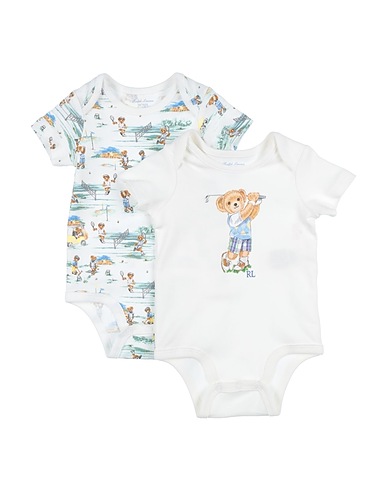 POLO RALPH LAUREN Baby bodysuit Polo Bear Cotton Bodysuit 2-Pack
 White 100% Cotton