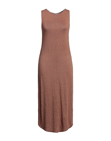 MAJESTIC FILATURES Midi dress Brown 94% Linen, 6% Elastane