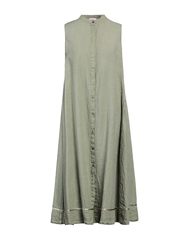 ROSSOPURO Midi dress Military green 100% Linen